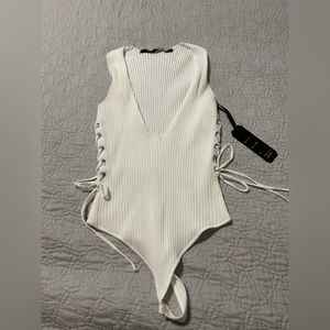 White ribbed bodysuit